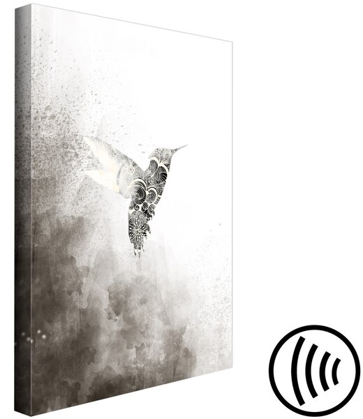 Obraz Pták v květinovém motivu (1-dílný) - Kolibřík na texturovaném pozadí