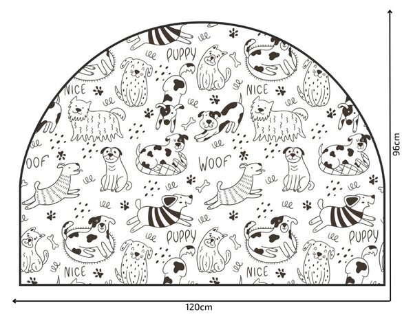 PIPPER. Ochranná textilní nálepka na zeď - Oblouk - Veselí psi Velikost: 83x60cm, Jméno: Se jménem