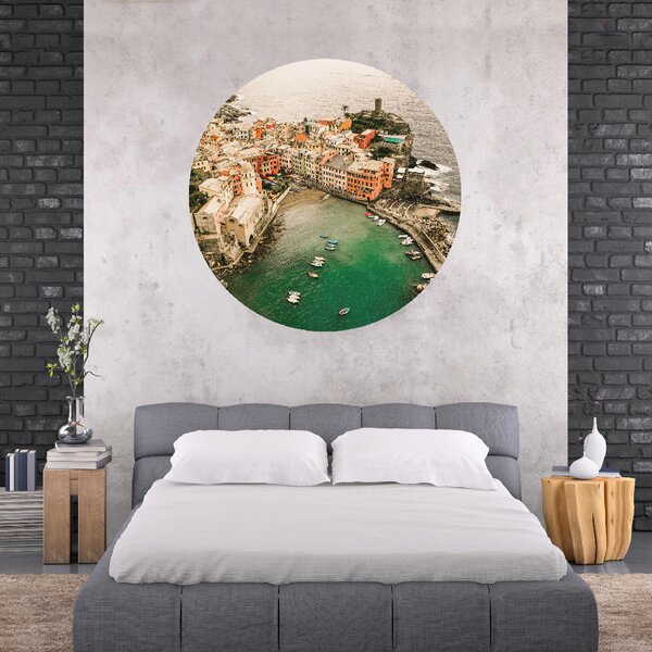 PIPPER. Textilní kruhová samolepka na zeď "Cinque Terre - Italy" Velikost: 100cm