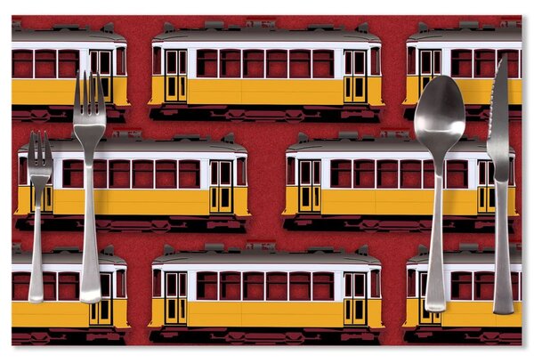 Sablio Prostírání Lisabonské historické tramvaje Červený Pattern: 40x30cm