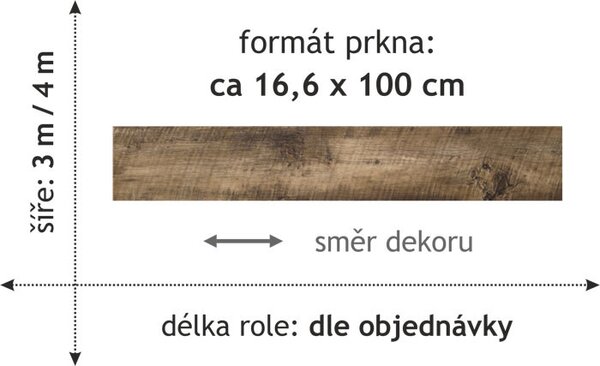 Tarkett, PVC podlaha - lino Duplex 1719, na míru, šíře 3m,4m, hnědá, filc, chodba / předsíň