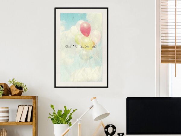 Plakát Nerůst - anglický text na pozadí barevných balónků a nebe