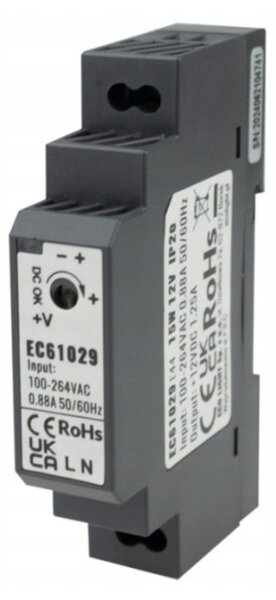 BERGE Napájení na DIN lištu - 12V 15W 0,88A pro IP20 PREMIUM LED pásek