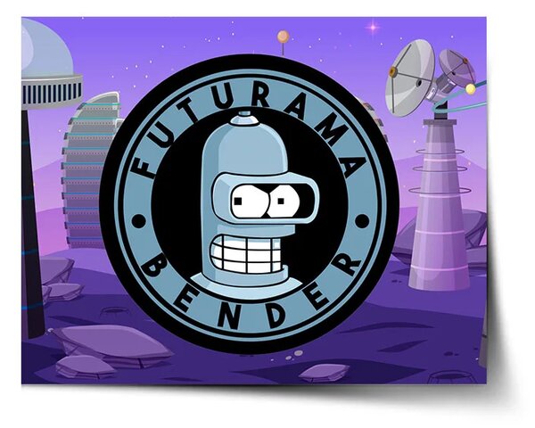 Sablio Plakát Futurama Bender Planeta s vysílači - 60x40 cm