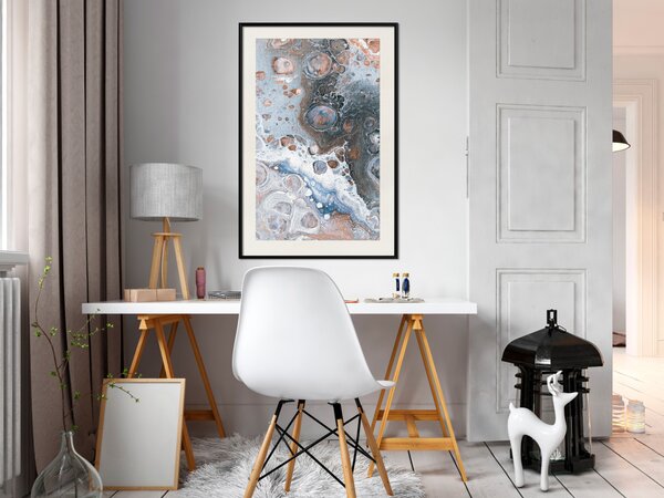 Plakát Modrý Siennský Mramor - umělecká abstrakce se skvrnami v pestrobarevném vzoru