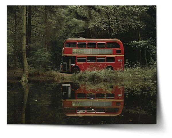 Sablio Plakát Červený patrový autobus - 60x40 cm