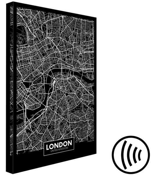 Obraz Tmavá mapa Londýna (1-dílný) vertikální