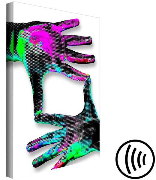 Obraz Snímek v rukou (1 díl) - Barevné uspořádání rukou na bílé textuře