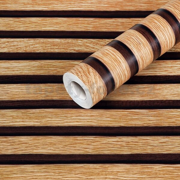 Samolepící tapety 45 cm x 10 m IMPOL TRADE 9604 3D lamely dub na hnědém podkladu samolepící tapety