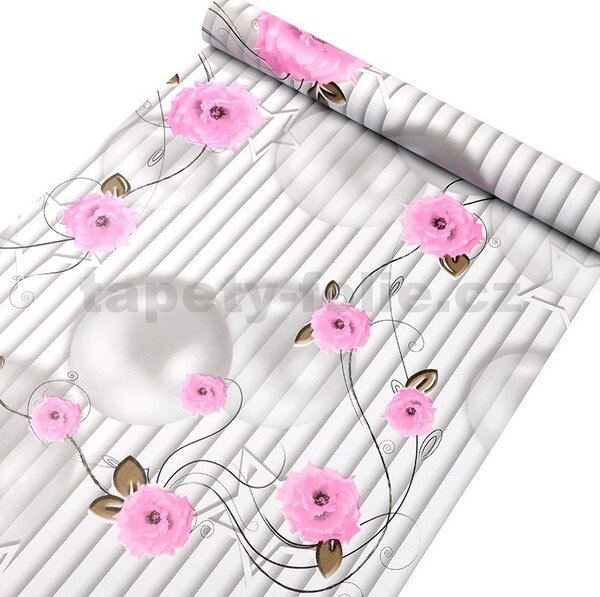 Samolepící tapety 45 cm x 10 m IMPOL TRADE 9455 květy s perlami samolepící tapety