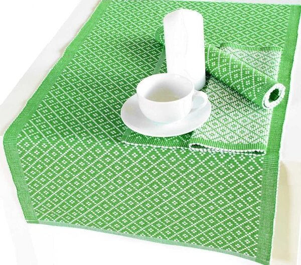 Forbyt Prostírání bavlněné Kostičky obdélník zelená 33 x 45 cm Barva: Zelená, Velikost: 45 x 120 cm