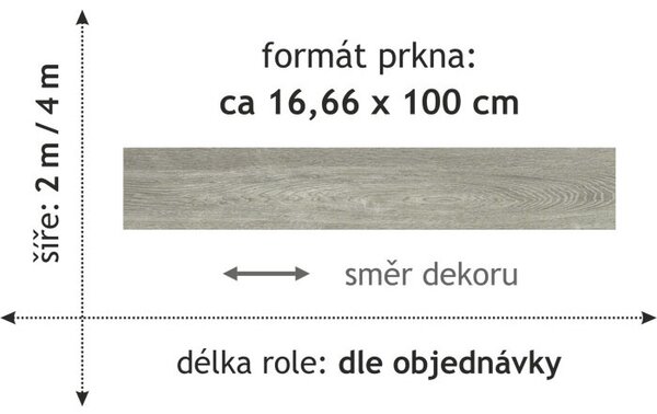 Beaulieu International Group, PVC podlaha - lino Master X 2962, na míru, šíře 2m, šedá, bez podkladu, chodba / předsíň