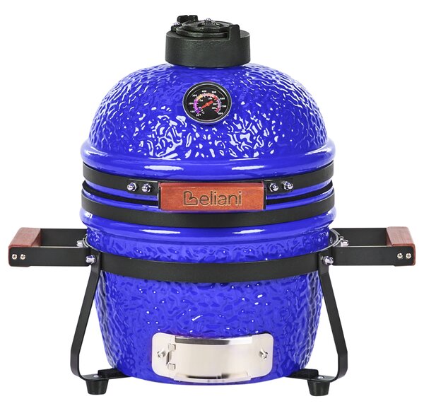 Mini gril na dřevěné uhlí KAMADO Keramika Modrá