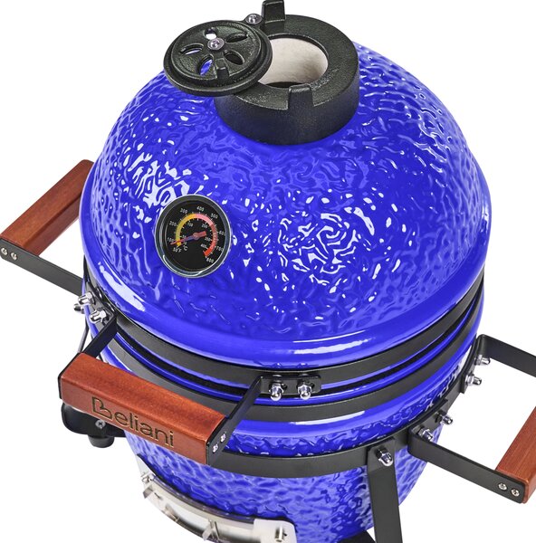 Mini gril na dřevěné uhlí KAMADO Keramika Modrá