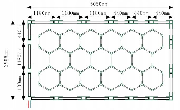 BERGE LED stropní svítidlo Hexagon IP44 - 750W - 110 lm/W - 290 x 505cm - studená bílá
