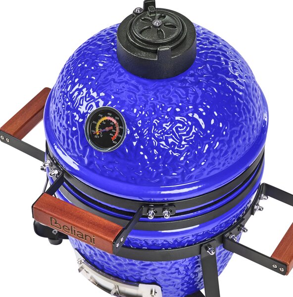 Mini gril na dřevěné uhlí KAMADO Keramika Modrá
