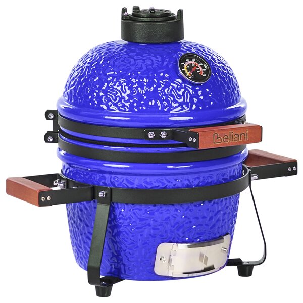 Mini gril na dřevěné uhlí KAMADO Keramika Modrá