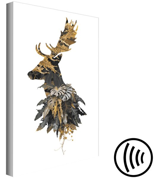 Obraz Lesní portrét zvířete (1-dílný) - Silueta jelena v listech