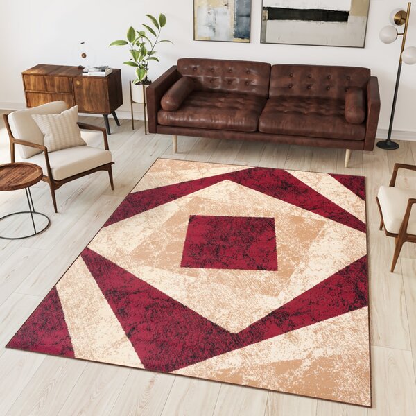 Makro Abra Moderní kusový koberec CHEAP K855A krémový červený Rozměr: 60x100 cm