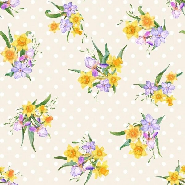 DekorTextil Ubrus s nešpinivou úpravou Narcis a tečky ROZMĚR: 140 x 180 cm