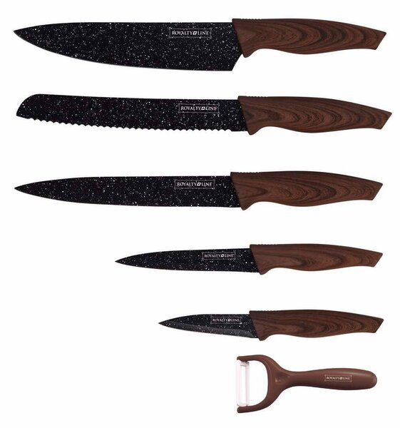 Sada nožů Royalty Line RL-WD5D s antiadhezní vrstvou - tmavá