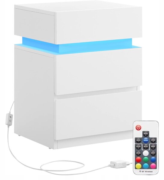 Moderní noční stolek s LED osvětlením bílý