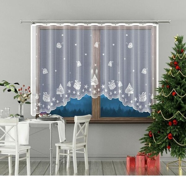 Forbyt Hotová záclona Vánoční motiv GIFTS 300 x 150 cm