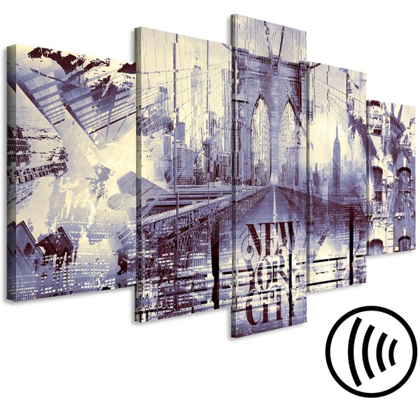 Obraz Koláž New York City (5 panelů) široká sépie