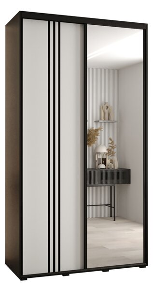 Šatní skříň YVONA 7 - 130/45 cm, černá / bílá / černá
