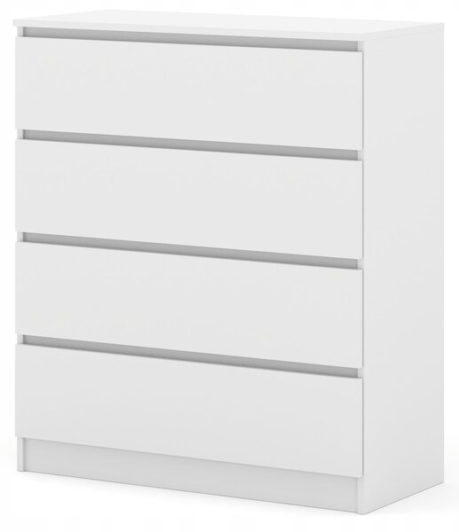 Komoda Maja S4 90 cm bílá matná se 4 zásuvkami stojící na soklu