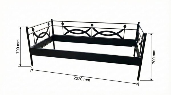 Česká Kovový otoman TOSCANA Barevne provedení: černá, Rozměr: 90 x 200 cm