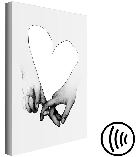 Obraz Nástin srdce (1-dílný) - černobílá láska skrytá v dlaních
