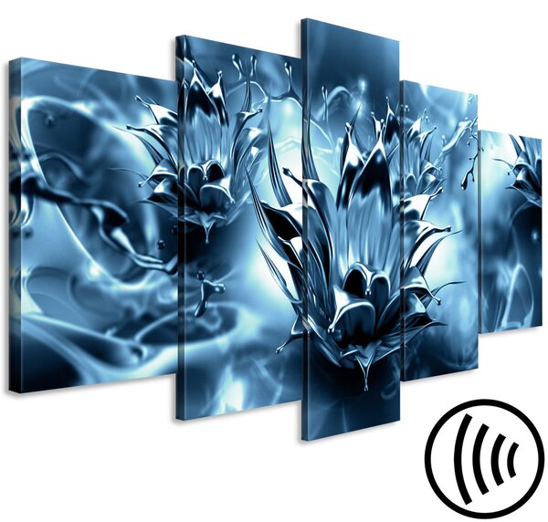 Obraz Modrá paleta květin (5-dílný) - abstraktní vyjádření přírody