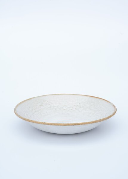 Rustikální hluboký talíř bílý s hnědým okrajem 22cm
