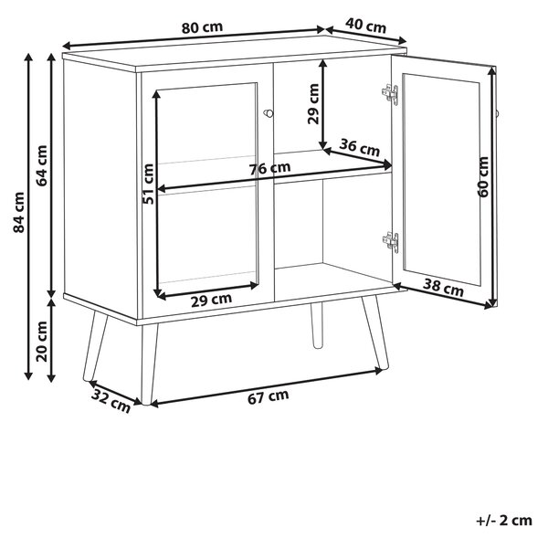 Prosklená komoda ALBANY 80 cm Světle hnědá