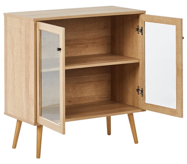 Prosklená komoda ALBANY 80 cm Světle hnědá