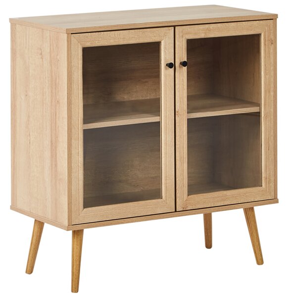 Prosklená komoda ALBANY 80 cm Světle hnědá
