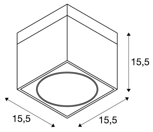 SLV 117101 Kardamod, bílé stropní hranaté svítidlo s integrovanou bodovkou, 1x75W GU10 ES111, 15x15cm