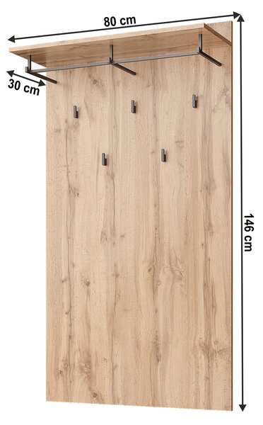 KONDELA Věšákový panel 80, dub wotan, MORATIZ