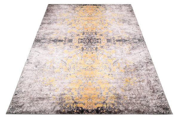 Makro Abra Kusový koberec pratelný VICTORIA 2107 pogumovaný krémový žlutý Rozměr: 80x150 cm