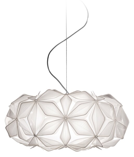 SLAMP LAVSM00CEW01T00000EU C'est La Vie Medium, závěsné bílé designové svítidlo s čirým kabelem, 2x12W E27, prům. 53cm