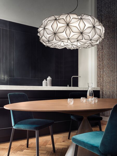 SLAMP LAVSL00CEB01B00000EU C'est La Vie Large, závěsné černé designové svítidlo s černým kabelem, 4x12W E27, prům. 70cm