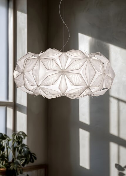 SLAMP LAVSM00CEW01T00000EU C'est La Vie Medium, závěsné bílé designové svítidlo s čirým kabelem, 2x12W E27, prům. 53cm