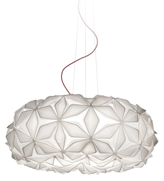 SLAMP LAVSL00CEW01R00000EU C'est La Vie Large, závěsné bílé designové svítidlo s červeným kabelem, 4x12W E27, prům. 70cm