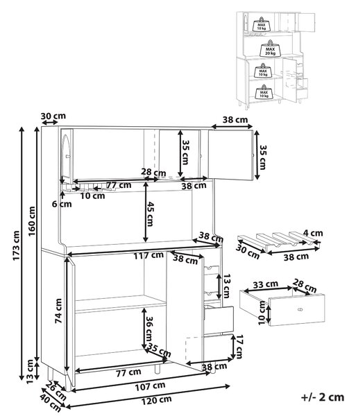 Kredenc CAMPBELLTON 120 cm Světle hnědá