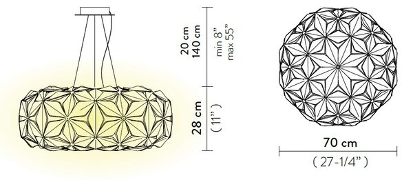 SLAMP LAVSL00CEB01T00000EU C'est La Vie Large, závěsné černé designové svítidlo s čirým kabelem, 4x12W E27, prům. 70cm