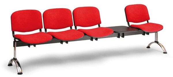 Čalouněná lavice VIVA, 4-sedák + stolek - chromované nohy, zelená
