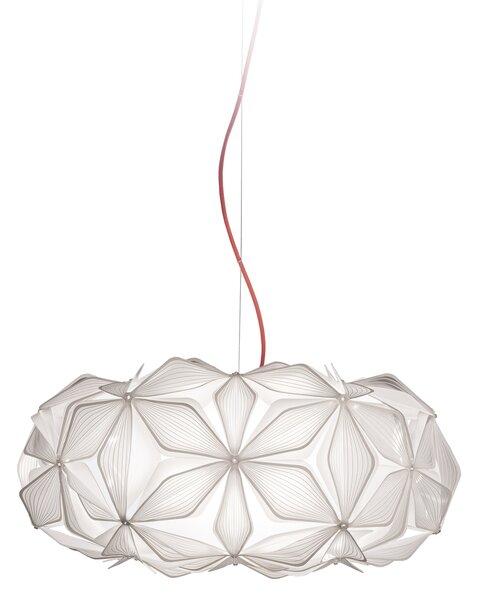 SLAMP LAVSM00CEW01R00000EU C'est La Vie Medium, závěsné bílé designové svítidlo s červeným kabelem, 2x12W E27, prům. 53cm