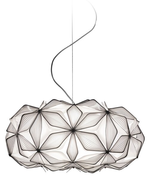 SLAMP LAVSM00CEB01T00000EU C'est La Vie Medium, závěsné černé designové svítidlo s čirým kabelem, 2x12W E27, prům. 53cm