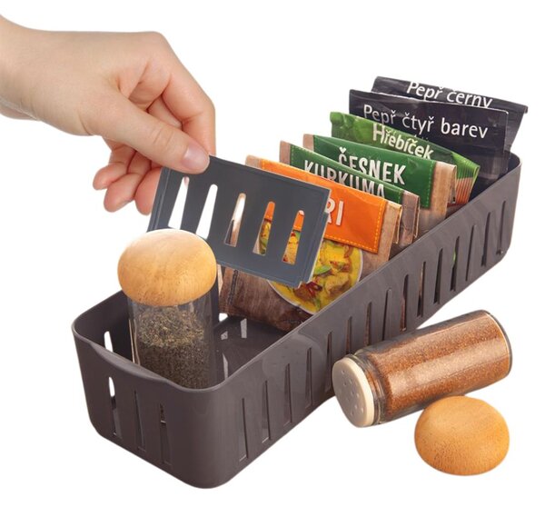 Orion Úložný box, s přepážkami, stohovatelný, šedý, NIKI (4 přepážky), 32 x 10 x 7 cm